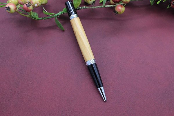 Edler Handgedrechselter Dreh Kugelschreiber aus Holz Olive