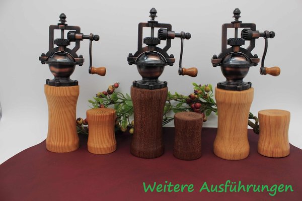 Gewürzmühle aus Holz Handmade Pfeffermühle Vintage aus Meranti Dreischicht