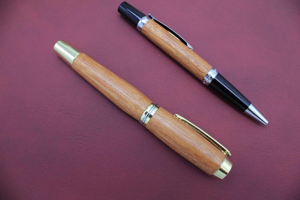 SET Holz Füller Füllfederhalter Mahagoni Füller aus Holz und Dreh Kugelschreiber aus Holz